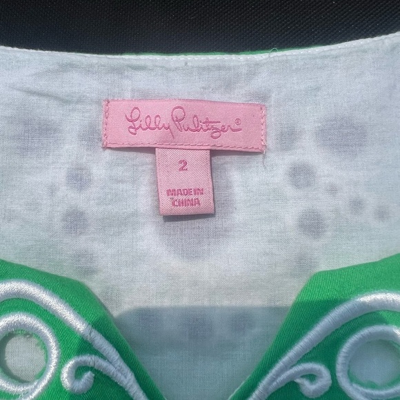 Lilly Pulitzer Delia green embroidered eyelet shift dress size 2 - Picture 3 of 9